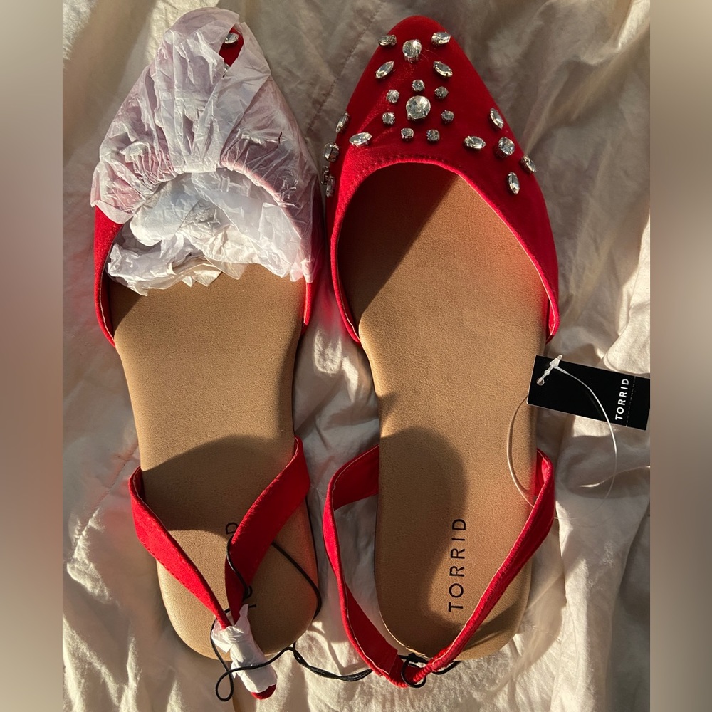 NWT Red Jeweled Fancy Flats 12
